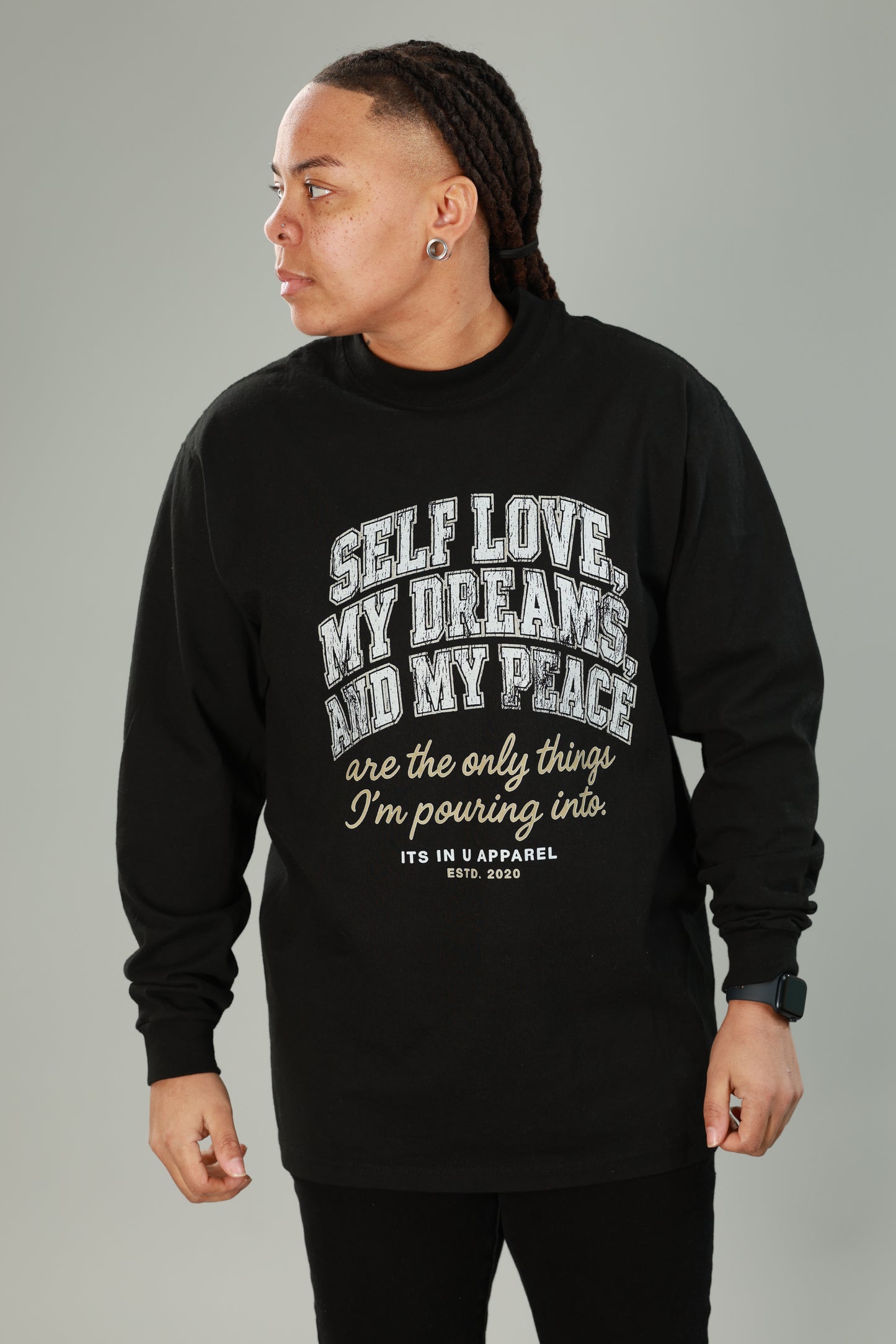 SELF LOVE. MY DREAMS. MY PEACE. Long Sleeve (Black)