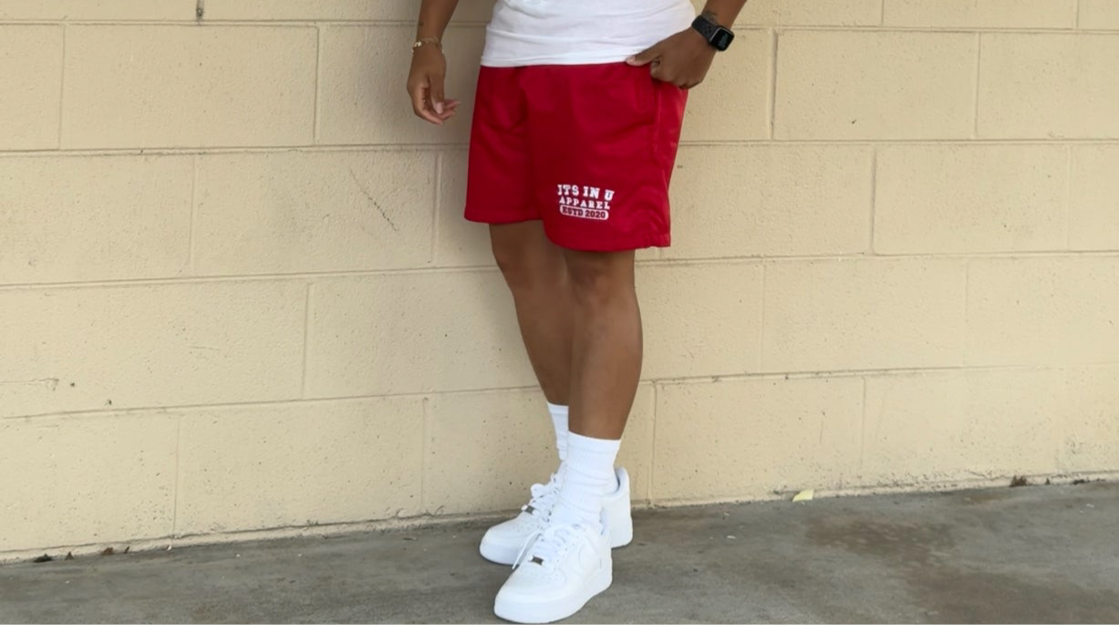 Its In U Apparel Est. Nylon Shorts (Red)