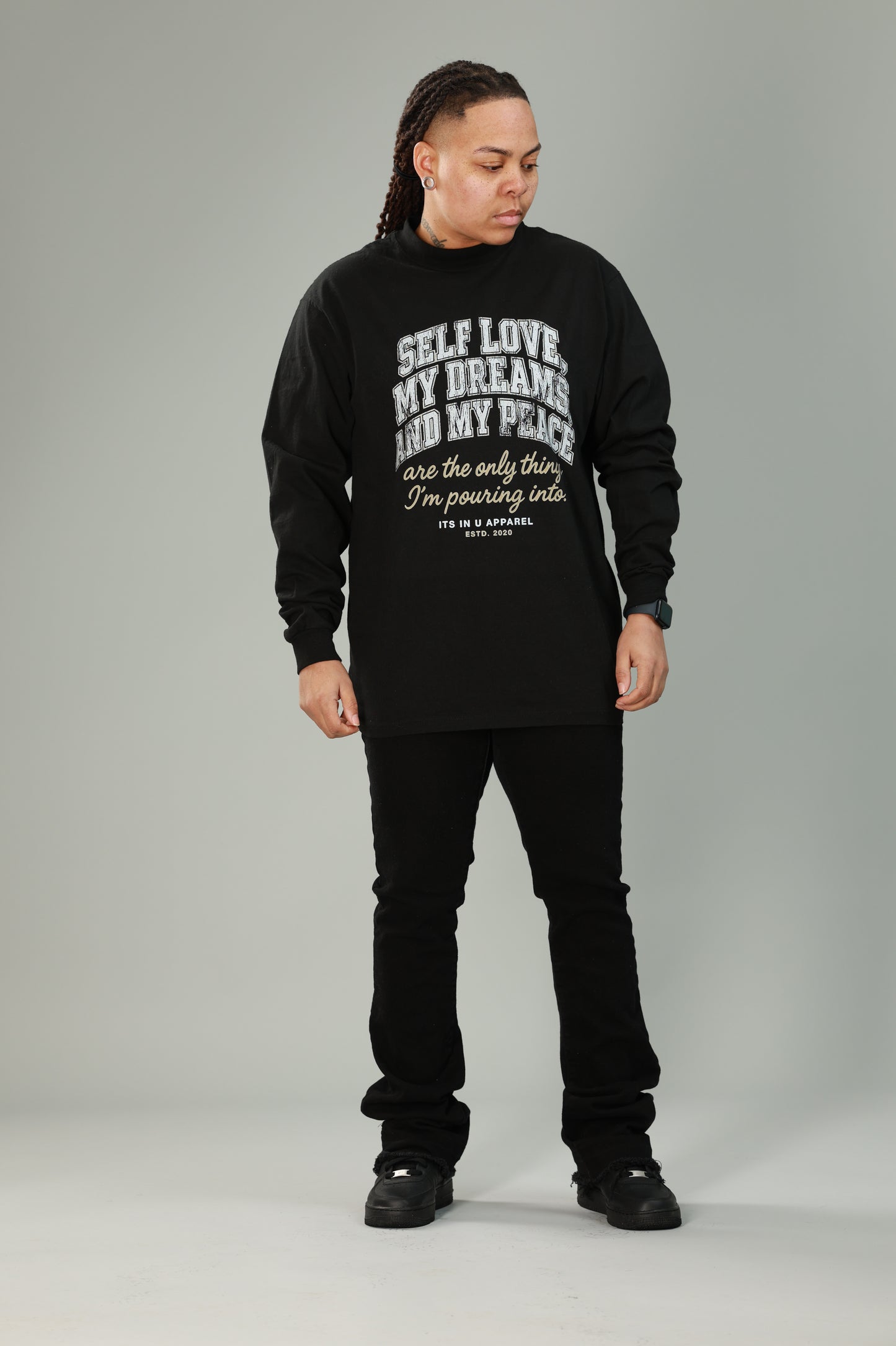 SELF LOVE. MY DREAMS. MY PEACE. Long Sleeve (Black)