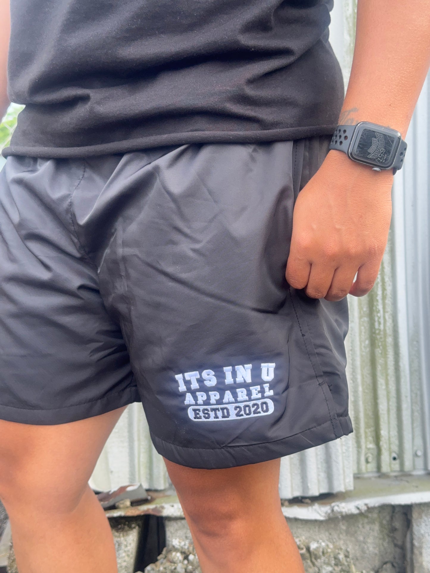 Its In U Apparel Est. Nylon Shorts (Black)