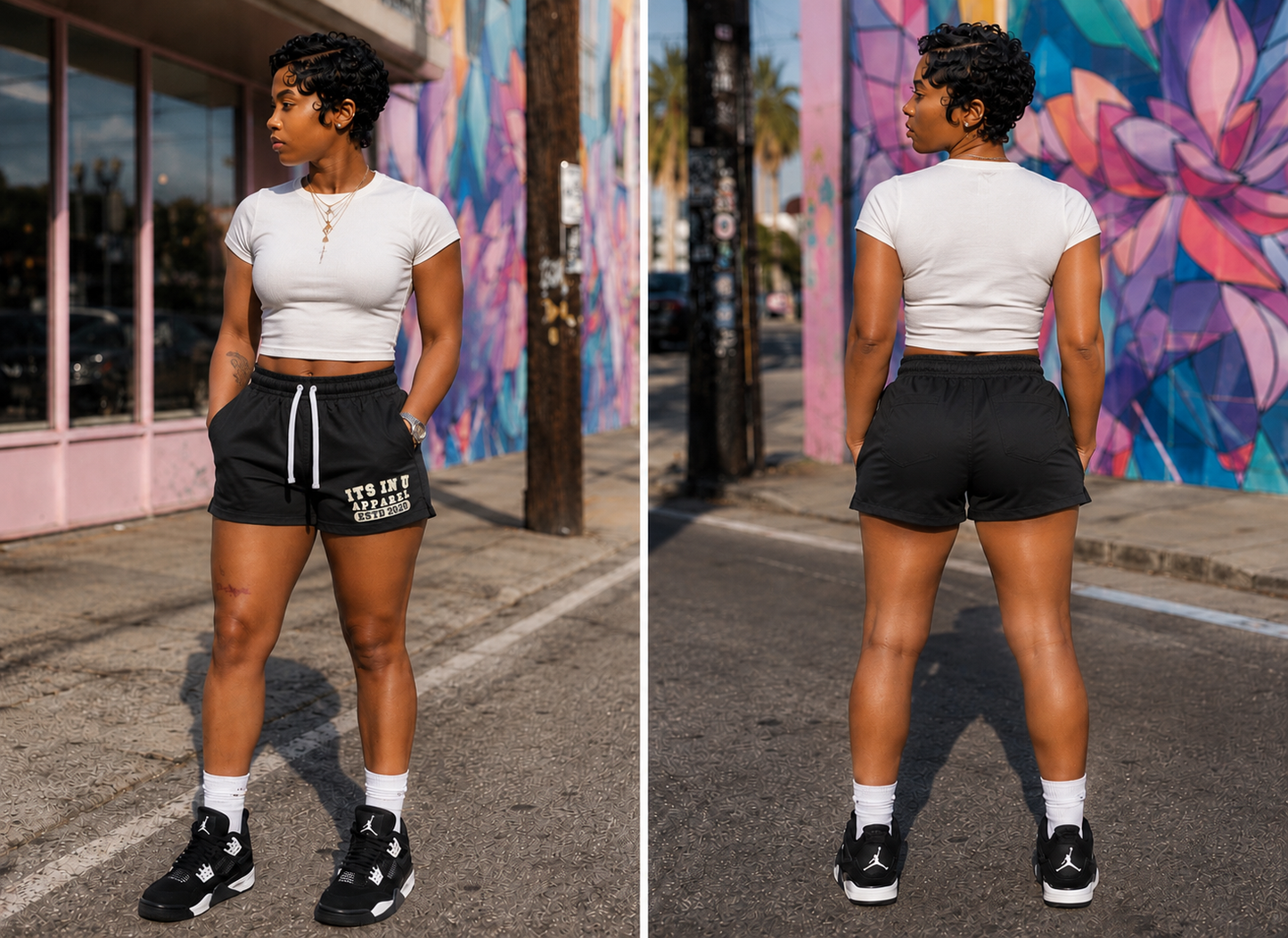 Its In U Apparel Est. Nylon Shorts (Black)