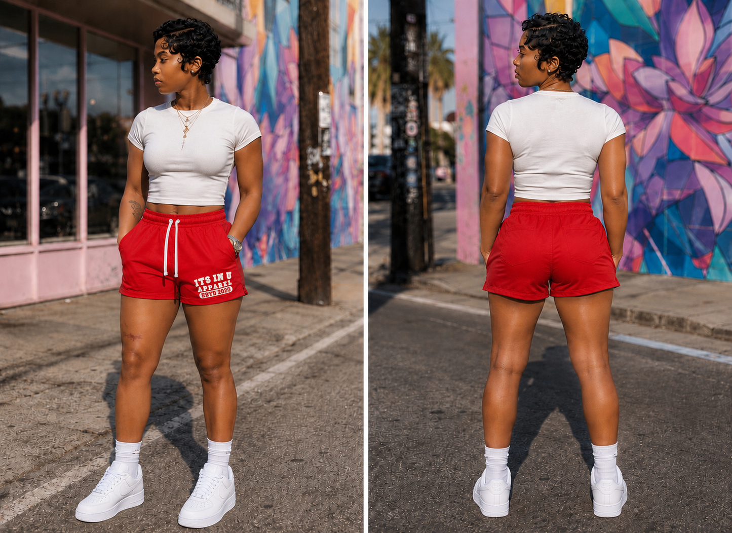 Its In U Apparel Est. Nylon Shorts (Red)