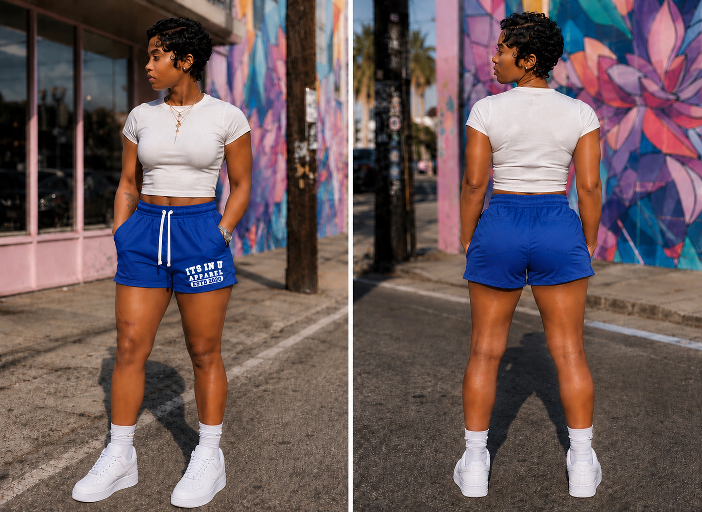 Its In U Apparel Est. Nylon Shorts (Blue)