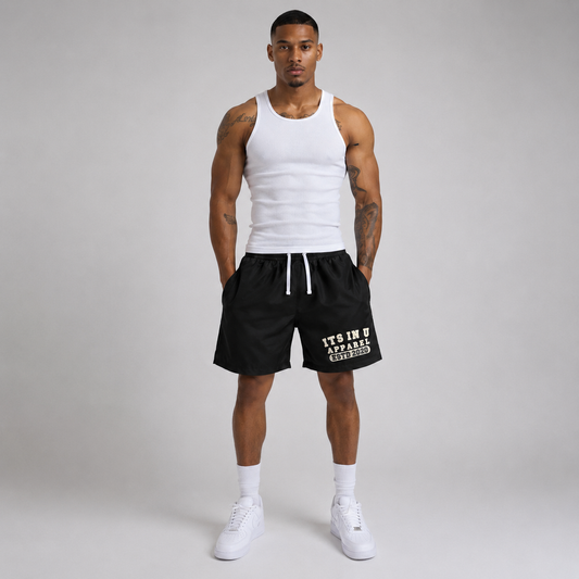 Its In U Apparel Est. Nylon Shorts (Black)